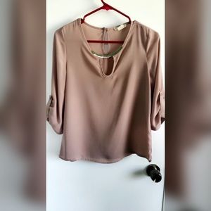 Tan Shirt with gold neck collar